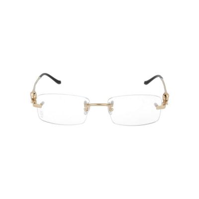 Cartier/卡地亚女款太阳眼镜金属矩形透明金框轻便舒适防滑镜腿