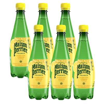 氼颂家巴黎水(Perrier)气泡矿泉水 柠檬味天然矿泉水 500ml*6瓶组合装(塑料瓶)