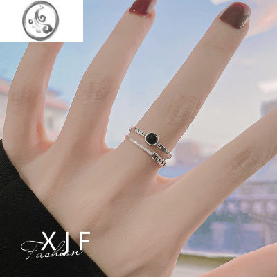 JiMi/双层链条戒指女s925银银戒子开口戒简约轻奢指环ins潮高级感