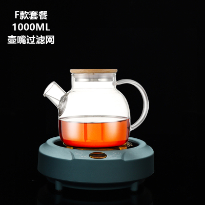 乐么电陶炉煮茶家用迷你功夫养生蒸煮茶器小电热泡茶机光波电磁炉智能保温防干烧[绿色单炉+F款耐高温玻璃壶]