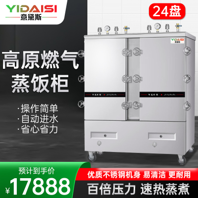 意黛斯(YIDAISI)高原燃气蒸柜YDS-GYRX-24商用蒸饭柜食堂厨房电蒸箱蒸包炉燃气蒸饭车24盘 天然气/液化气