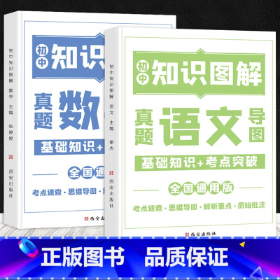 [全2册]语文+数学 初中通用 [正版]荣恒初中知识图解大全语文数学英语物理化学公式定律手册通用版七八九年级基础知识大盘