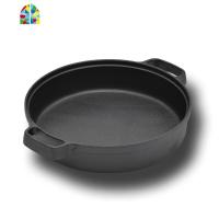 铸铁平底锅加厚煎锅无涂层锅家用煎饼锅烙饼锅多用炖锅 FENGHOU 铁把35cm有盖+木铲手套