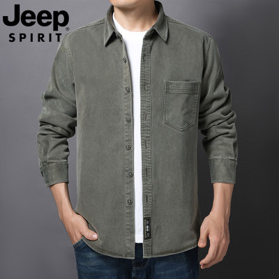 JEEPSPIRIT长袖衬衫男士秋季休闲莱赛尔宽松衬衣505