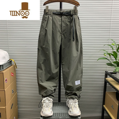YANXU工装潮牌直筒宽松抽绳束脚休闲裤男士新款街头户外潮牌长裤子