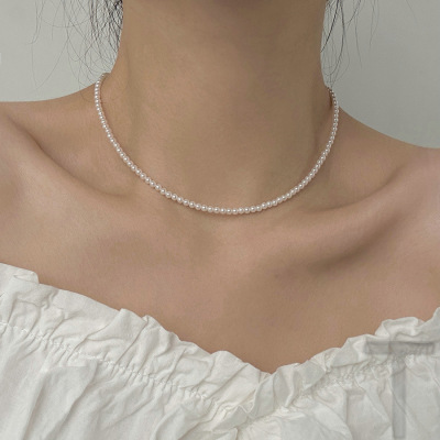 s925纯银施华洛珍珠项链女颈链轻奢小众设计2023年新款施家锁骨链送女朋友老婆情人节七夕生日礼物