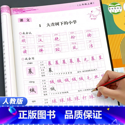 [4册]同步练字帖+学霸笔记(语数英) 三年级上 [正版]2024三年级写字课课练上册同步字帖写字课课练 田英章楷书字帖