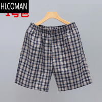 HLCOMAN中年五分裤男宽松格子爸爸装外穿中老年人短裤夏季休闲中裤子