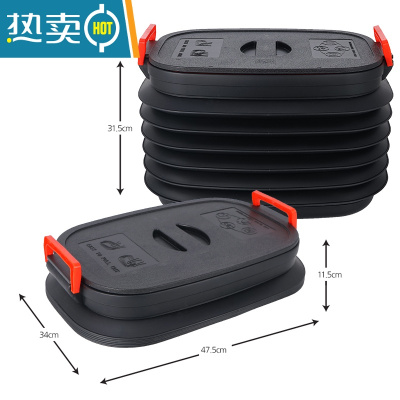 敬平户外37L伸缩桶带盖折叠桶多功能汽车水桶野营杂物箱钓鱼桶收纳桶 黑色