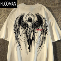HLCOMAN短袖t恤男女同款夏季宽松港风翅膀天使半袖百搭男装K
