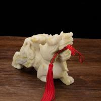 美帮汇蓝田玉貔貅摆件一对客厅玄关开业礼品