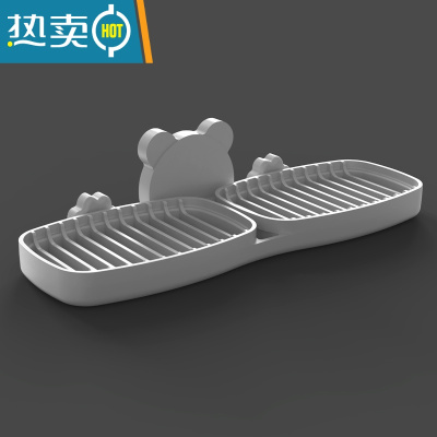 敬平肥皂盒壁挂式创意沥水架家用双格卫生间双层浴室免打孔香皂架 浅灰色