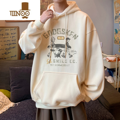 YANXU500G连帽卫衣男生秋季印花休闲宽松外套套头情侣衣服潮流