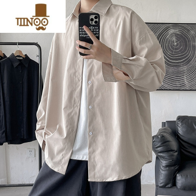 YANXU长袖衬衫男港风日系宽松外穿衬衣潮ins百搭痞帅寸衫外套夏季