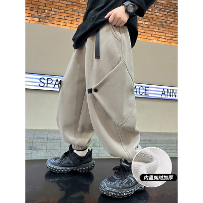 男童加绒裤子秋冬款一体绒新款儿童棉裤冬装中大童装冬季潮酷