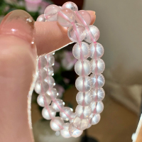莫桑比克星光粉水晶手串招桃花芙蓉石送闺蜜礼物小众女款手链送女朋友老婆情人节七夕生日礼物