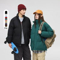 情侣款棉衣秋冬季新款立领棉服男女同款纯色潮牌保暖面包服外套男