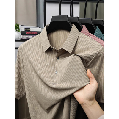 夏季冰丝POLO衫男短袖T袖翻领宽松男衫透气潮流休闲百搭男款T恤潮