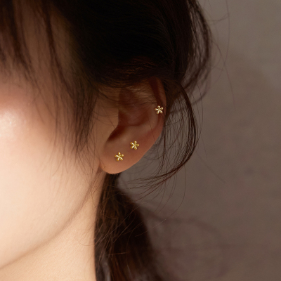 925纯银花朵小巧简约睡觉不用摘耳钉耳环女耳饰网红冷淡风送女朋友老婆情人节七夕生日礼物