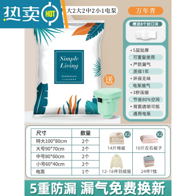敬平家用真空压缩袋收纳袋装被子棉被电动泵抽真空气包装衣服衣物专用 9件套[2特大+2大+2中+2小号]送电泵 365天漏