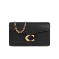 COACH女款黑色小方包 精致金属饰品设计 可调肩带多功能收纳