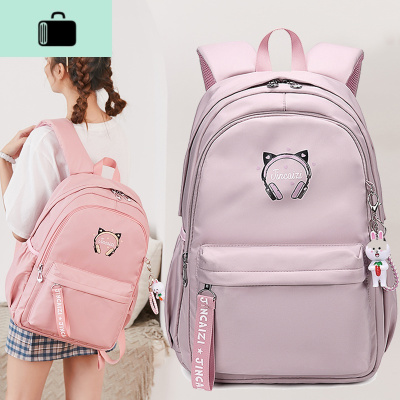高中学生书包女初中生大容量韩版校园小清新少女心双肩包简约森系NEW LAKE
