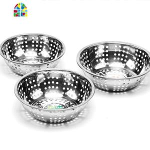 不锈钢洗淘米大孔洗菜盆圆形米筛小孔漏盆水果篮果盆沥水盆菜篮 FENGHOU 26cm大孔漏盆实际直径25.5cm洗洗菜篮