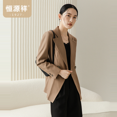 恒源祥西装女春秋新款小个子英伦风两粒扣翻驳领小西服气质通勤ol
