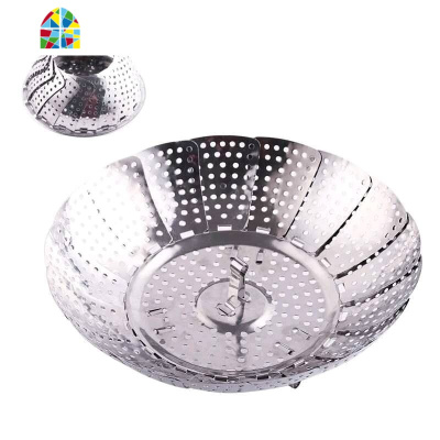 y不锈钢蒸架蒸笼盘蒸架蒸屉蒸盘器蒸格水果篮蒸菜架可伸缩折叠蒸 FENGHOU [小号加厚款]一个