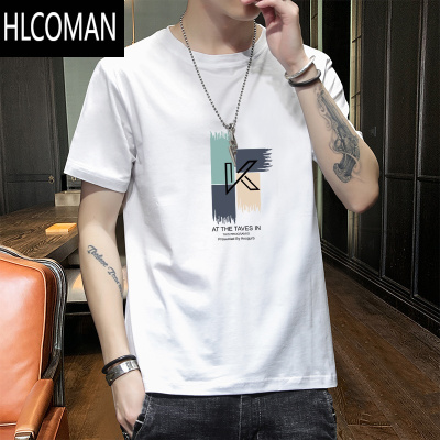 HLCOMAN男士短袖t恤内搭2025新款潮流男装冰丝体恤夏季薄款衣服