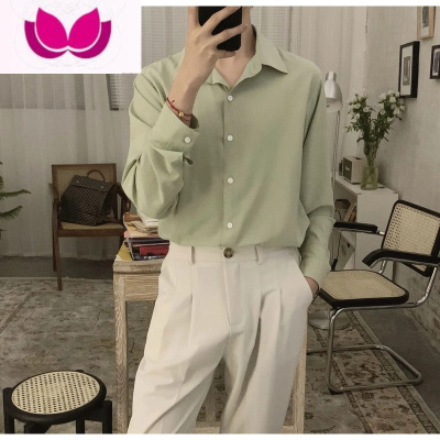 七斓气质冰丝衬衫男士长袖韩版高级感外套夏季薄款设计感痞帅坠感衬衣