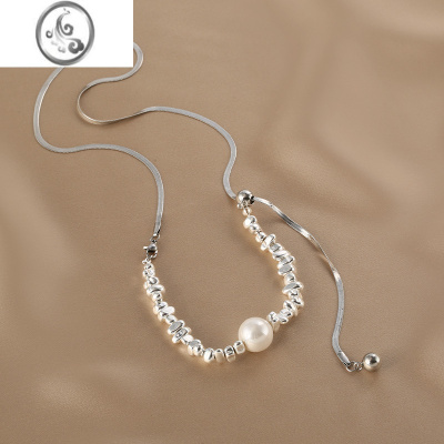 JiMi碎银几两珍珠项链女ins小众设计感蛇骨脖颈链个性百搭锁骨链