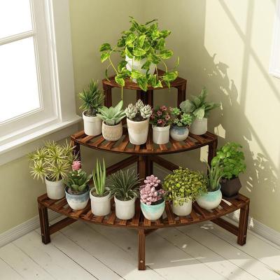 森美人实木花架子转角架多层室内装饰客厅阳台置物落地式花园落地花盆架