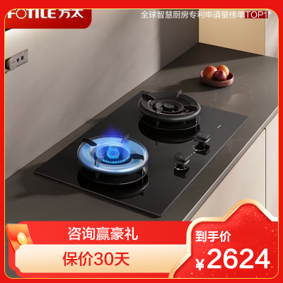方太(FOTILE)[双边独立定时]燃气灶家用嵌入式5.2kW* 70%热效率 猛火燃气灶 易清洁可调节02-TE21