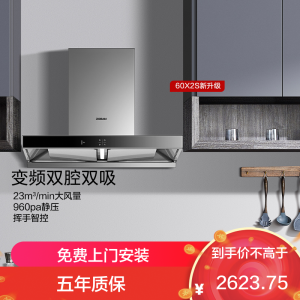 老板(Robam)22m³变频双腔油烟机抽油烟机单烟机吸油烟机欧式脱排油烟机自营免拆洗顶吸烟机60X2S(60D1S同款