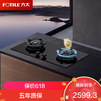 方太(FOTILE)[易清洁防干烧]燃气灶天然气 嵌入式5.2kW*猛火双灶 防干烧可联动 02-TEK21-20Y