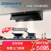 老板(Robam)[5 Pro青春版]超薄平嵌抽吸排油烟机顶侧一体 28大吸力定时款烟灶联动套装L3+E2P 天然气