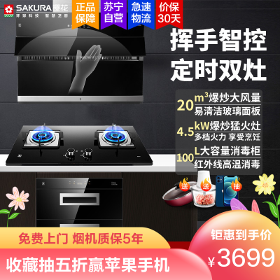 樱花(SAKURA)烟灶套餐G301+BDB01+C01侧吸油烟机4.5KW定时灶100升消毒柜家用厨房三件套（天然气）