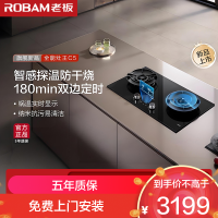 老板(Robam)灶具58B9A-C5 家用嵌入式双灶4.8kW猛火 一级能效双边定时防干烧可调节尺寸 液化气升级款C5