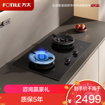 方太(FOTILE)[双边独立定时]燃气灶家用嵌入式5.2kW* 70%热效率 猛火燃气灶 易清洁可调节02-TE21