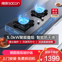 帅康(sacon)E8T01F燃气灶嵌入式双眼灶5.0kW大火力防干烧可调节尺寸钢化玻璃台嵌两用家用炉具台式煤气灶天然气