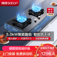 帅康(sacon)E8T01F燃气灶嵌入式双眼灶5.0kW大火力防干烧可调节尺寸钢化玻璃台嵌两用家用炉具台式煤气灶天然气