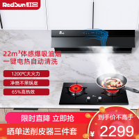 红日(RedSun)烟灶套装家用油烟机燃气灶组合厨电套装22立方大吸力红外线节能灶套餐RTEU09+ES218B 液化气