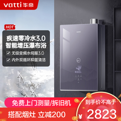 华帝(vatti)16升零冷水燃气热水器 i12253S-16天然气超一级能效内外双循环杀菌[变频水伺服3.0]