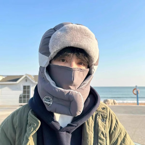 冬季加绒加厚防风面罩电动车骑行保暖神器男头套棉帽雷锋帽
