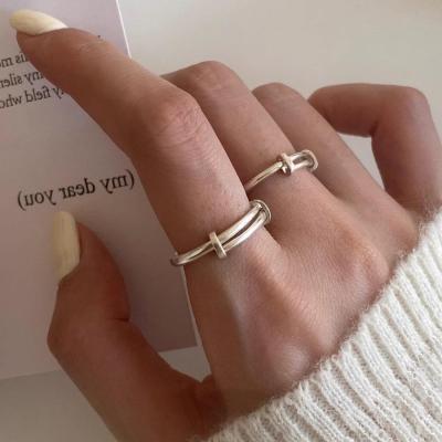 冷淡风极简约纤细款光圈关节套装情侣开口戒指时尚百搭推拉食指环送女朋友老婆情人节七夕生日礼物
