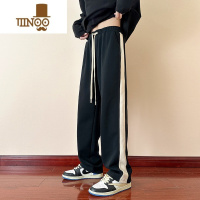 YANXU夏季垂感卫裤男士侧边条纹运动ins宽松款男生百搭休闲长裤潮