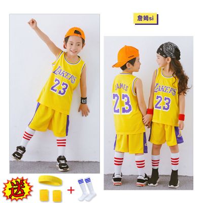 珂卡慕(KEKAMU)儿童篮球服套装幼儿表演服篮球比赛服勇士湖人黄色23号3XS(85-95)身高
