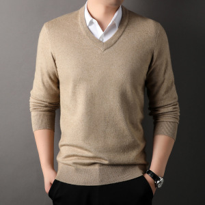 桐乡羊毛衫男冬季新款鸡心V领毛衣男套头加厚可机洗针织衫男打底