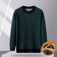 冬季保暖加绒加厚针织毛衫日常休闲加绒幻彩色毛衫男装工厂直销
